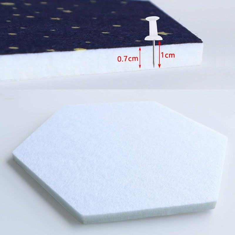 Uoisaiko Felt Hexagon Bulletin Board with 20 Push Pins, Pack of 8 Notice Boards for Home Office Kitchen, Push Pin Board Felt Wall Tiles for Photos Memos - Image 5